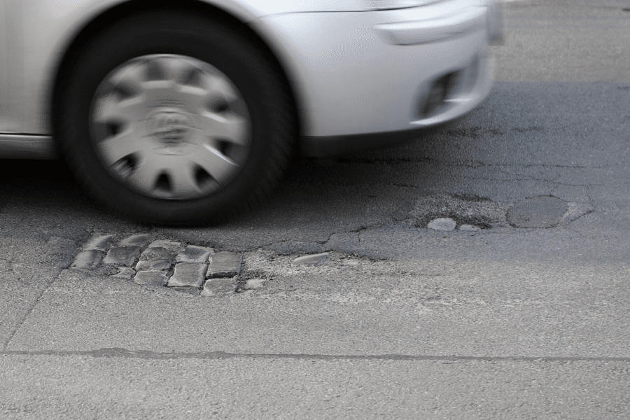 pothole on the road